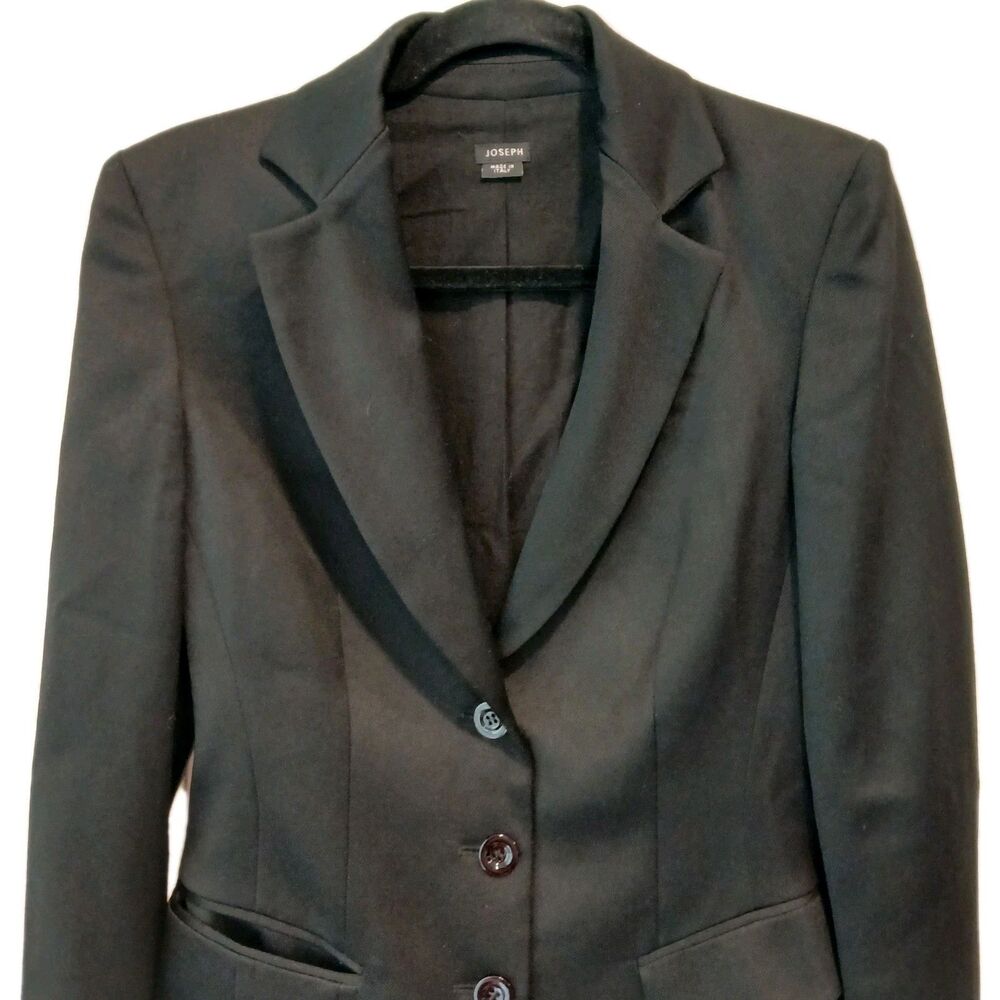 Joseph Black Wool Blazer Women's Size 40 FR (US 8) Tailored Career Jacket - Picture 4 of 16